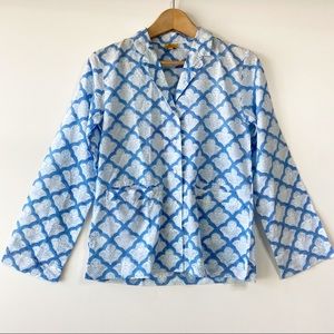 Roberta Roller Rabbit button up kimono blue top